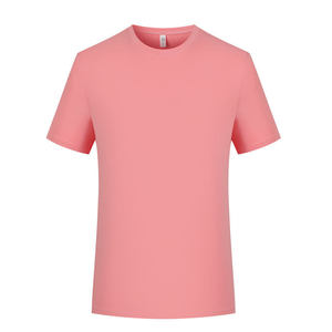 เสื้อยืดคอกลมแขนสั้นผ้าฝ้ายสีทึบสีชมพูชุดทำงานเพื่อการพักผ่อน - Product Image 1