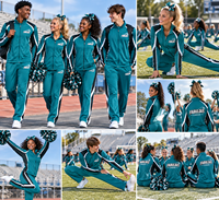 Ensemble d'échauffement personnalisé pour cheerleading : veste zippée intégrale et pantalon de jogging, uniforme d'équipe pour filles et femmes, tenue d'entraînement pour équipe de cheerleading