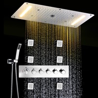 Ensemble de douche de bain Pommeau de douche léger de massage SPA de grande taille avec panneau de douche de bain à vanne thermostatique