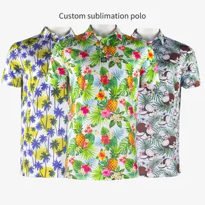 Camisa polo esportiva de golfe com logotipo de marca de alta qualidade personalizada com impressão de secagem rápida por sublimação 92% poliéster 8% Spandex