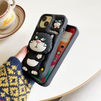 Casing HP 3D Kucing Lucu, Bahan Silikon Lembut, Pelindung Belakang, Kulit Pelindung, Kartun Imut untuk iPhone 17 Pro Max 11 12 13 14 15 16 Pro Max
