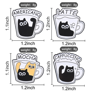 Pin Esmaltado de Gato Negro con Taza de Café, Diseño Americano, Latte, Mocha, Cappuccino, Broche de Gatito para Decoración de Mochila - Product Image 6