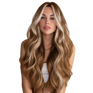 Perruque synthétique de luxe haut de gamme en fibre Futura, avec racine naturelle et dessus en soie, idéale pour un usage quotidien ou pour les soirées, perruques à cheveux mélangés - Product Image 1