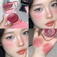 Baume crème blush rose translucide en gros sous marque privée, étui carré avec miroir, teinte waterproof pour lèvres et joues en vrac