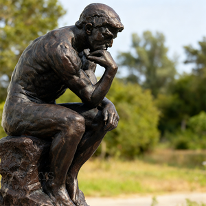 Estatua Moderna Personalizada de Bronce para Jardín, Estatua del Pensador con Acabado Patinado, Obra de Arte Metálica, Famoso Filósofo, Ángel para Exteriores, Fundición Esmaltada - Product Image 1
