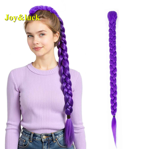 Dài Màu Tím Bện Tóc Đuôi Ngựa Phần Mở Rộng Tóc <span class=keywords><strong>26</strong></span> Inch Dễ Dàng <span class=keywords><strong>Clip</strong></span> Trong Kiểu Tóc Đuôi Ngựa Cho Cosplay Trang Phục Màu Tím Tóc Mở Rộng Cho Bện - Product Image 1