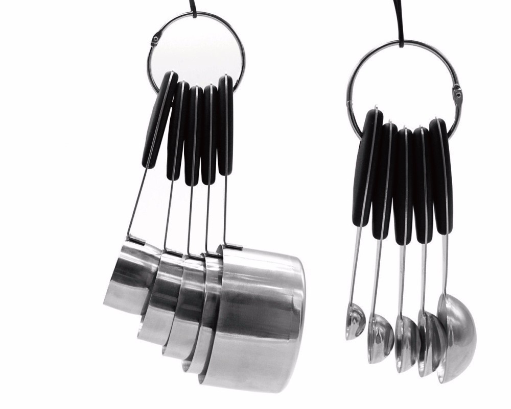 En gros Amazon 10 Pièces Poignée En Silicone Pour Une Prise En Main Facile En Acier Inoxydable Tasses à Mesurer Et Cuillères à Mesurer