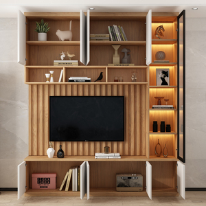 TV Rack armadio moderno di lusso a parete Stand in legno soggiorno mobili unità di stoccaggio sospesa - Product Image 4