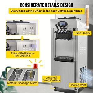Machine à crème glacée molle verticale commerciale 2200W YKF-8228T 2 + 1 saveurs et 2 compresseurs fabricant de crème glacée à haut rendement - Product Image 6