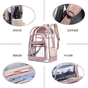 Transparent <b>Backpack</b> Softback 15 Inches Waterproof With Zipper Pocket <b>Student</b> Unisex - Product Image 3