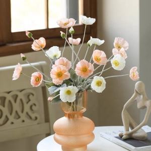 Venda quente Única Papoula Flores Anêmona Branco Artificial Mar Anêmona Flor para Casa Decoração Interior Do Casamento - Product Image 5