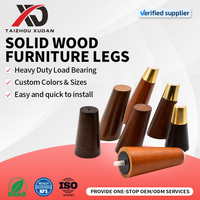 Pieds de meubles XUDAN en bois de caoutchouc massif durables, coniques, modernes, avec embouts métalliques pour canapé, fauteuil et armoire de salon