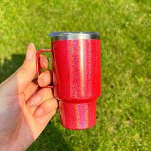 Vaso de Acero Inoxidable Mini de 3oz con Asa y Pajita para Whisky, Tequila, Vodka, con Brillo y Colores Arcoíris, para Sublimación - Product Image 3