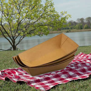 Bandeja Desechable Cuadrada de Papel Kraft para Comida Rápida, Apta para Alimentos, para Servir Ensaladas, Sándwiches, Papas Fritas y Bocadillos en Restaurantes y Cafeterías - Product Image 1