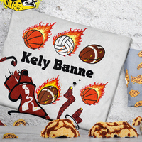Patch brodé thermocollant en tissu sergé pour ballon de sport, motif flamme de ballon