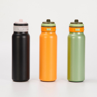 Nouvelle conception, gourde sportive en acier inoxydable à double paroi de 960 ml, à large ouverture, avec poignée, pour les voyages en plein air