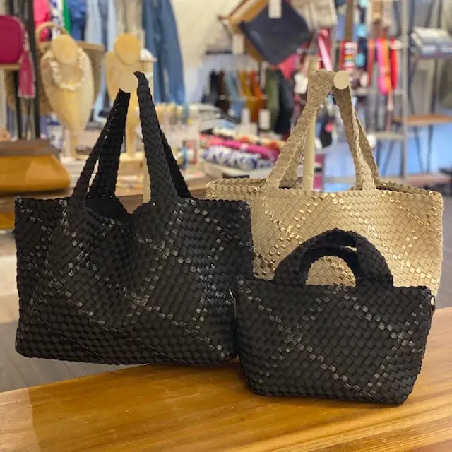 Neoprene Woven Bag Customized Two Size Designer Luxury Waterproof Handbag Beach Plaited Handmade Tote Weave Bag For Women