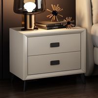 Table de chevet moderne en bois massif à prix abordable avec rangement, table de chevet de luxe légère au design épuré, mobilier de chambre en cuir souple