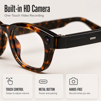Lunettes audio intelligentes à oreille ouverte avec caméra HD 13MP, enregistrement vidéo, appels clairs sans fil, contrôle tactile, microphone intégré, légères