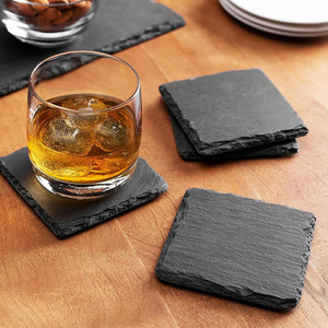 Black Slate Stone Eco-Friendly Modern Square <b>Drink</b> <b>Coasters</b> Bulk Laser Engraving Mats and Pads for Home Bar Kitchen - Product Image 6