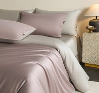 Parure de lit quatre pièces unie, luxe léger, douce pour la peau, écologique, sensation rafraîchissante, housse de couette en Lyocell et coton, idéale pour l'été à la maison