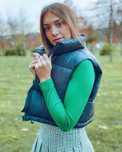 تخفيضات كبيرة جديدة بسيطة النساء شغل بلا أكمام الوقوف طوق الشتاء أسفل سترة نفخة سترة - Product Image 2