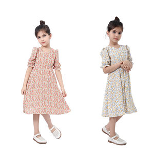 Vestido de Niña con Volantes en las Mangas y Cuello en V, Diseño Floral de Lujo, Estilo Princesa, para Verano, Directo de Fábrica - Product Image 6