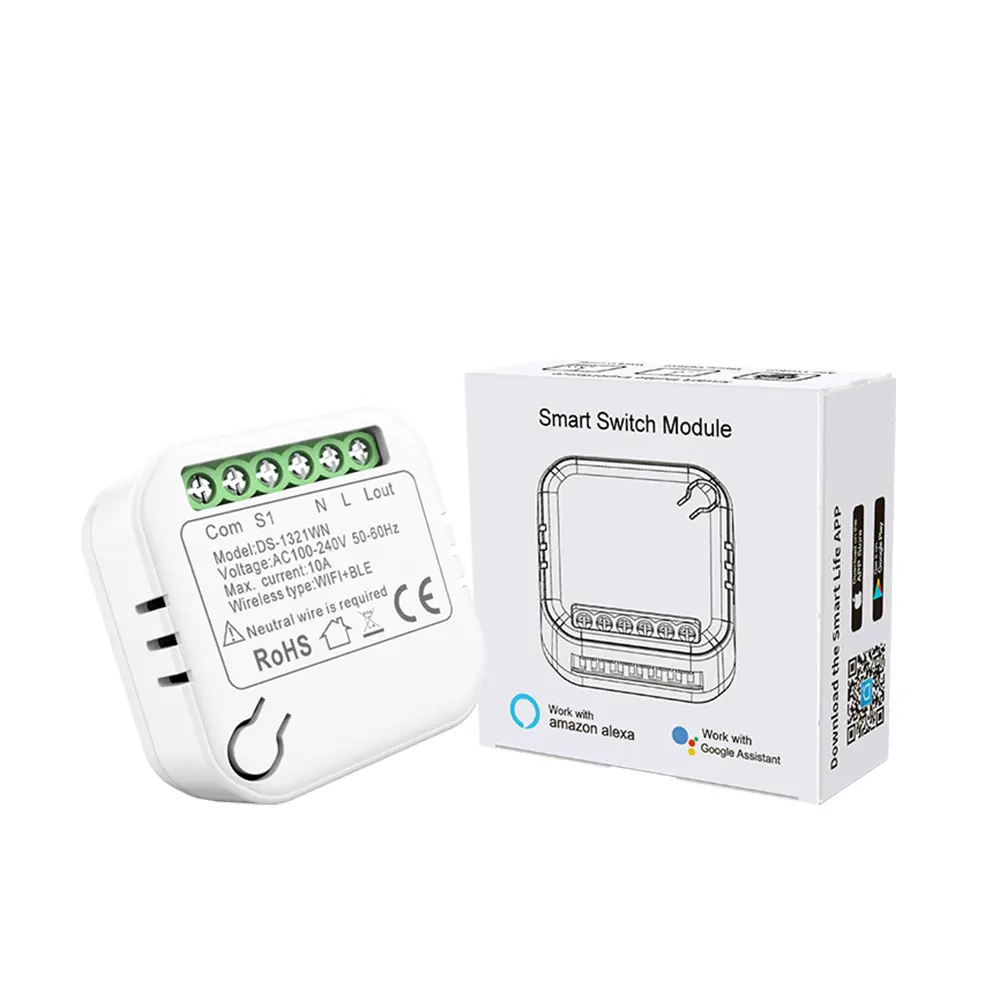 Tuya Mini Interruptor personalizado blanco ABS Smart Wifi Switch 4 Gang 12V Wi Fi Smart Switch 240V De Luz Inteligente 10a 3 años 0,5 W