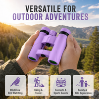 Jumelles compactes imperméables pour enfants 10x25, mini jumelles de poche pour l'observation des oiseaux, les voyages, l'observation des étoiles et les sports de plein air - Violet