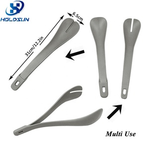 Cấp thực phẩm hai lớp Stackable salad Bowl <span class=keywords><strong>Set</strong></span> 3 cái nhựa nhà bếp rây với xử lý thìa tong cho chuẩn bị thực phẩm - Product Image 5