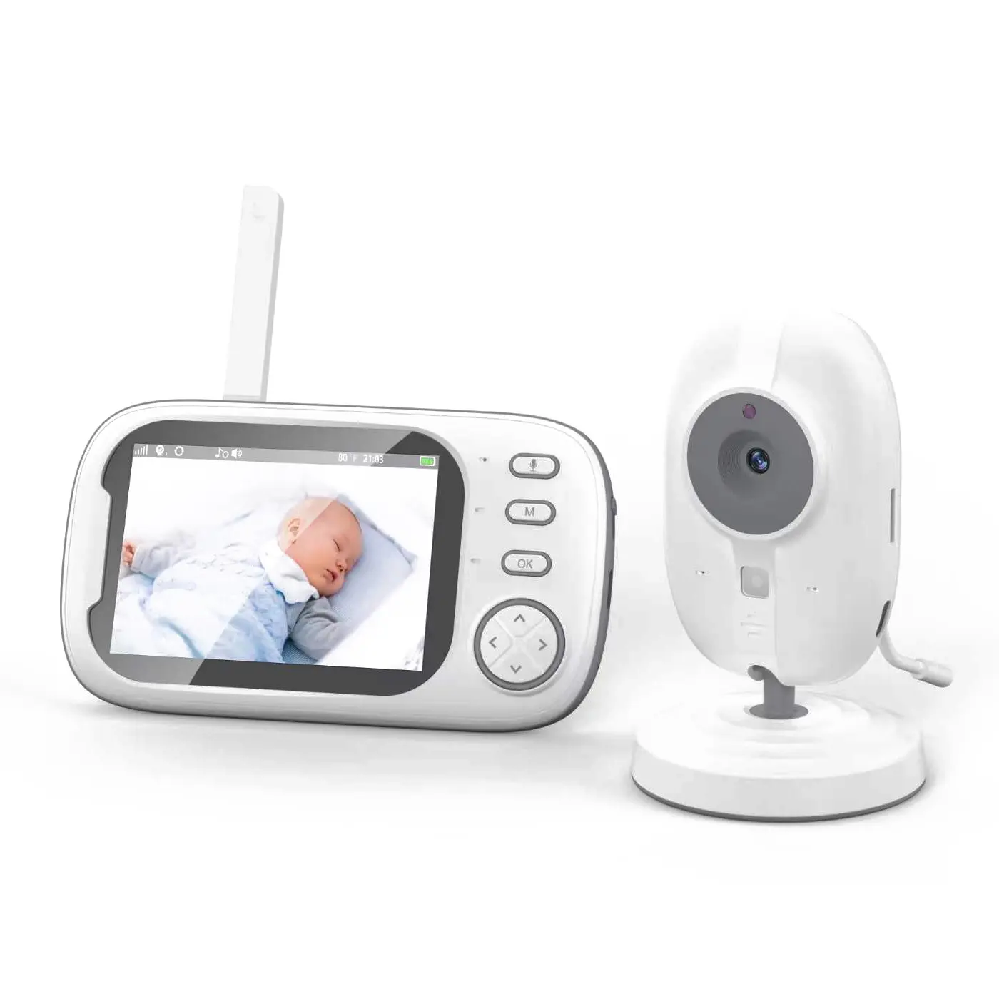 Long Range Auto Night Vision Temperature Sensor Power Saving Mode 3.5inch Video Baby Monitor