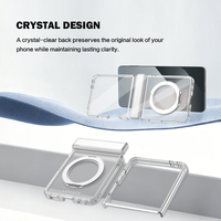 Coque de téléphone pliable transparente et fine pour Samsung Galaxy Z Flip 8, magnétique 360° °   Support de bague rotatif, étui transparent anti-chute