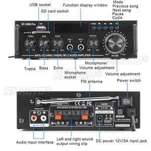 เครื่องขยายเสียงไฮไฟ 2.0 ช่องดิจิตอลบลูทูธเครื่องขยายเสียง 12V 240V รองรับบลูทูธ USB SD วิทยุพร้อมรีโมทคอนโทรล EU - Product Image 3
