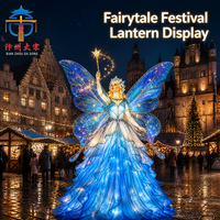 Lanterne géante en soie personnalisée pour l'extérieur, sculpture lumineuse LED artisanale en forme d'ange pour parc à thème