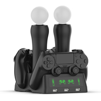 Station d'Accueil de Charge 4 en 1 pour Manettes PS4, PS Move et PS VR, Compatible PS4/PS4 Slim/PS4 Pro