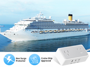 Regleta de alimentación de 5m probada con 2 tomas AC, 3 USB, 20W PD, protección contra sobretensiones y enchufe plano para EE. UU., Canadá y México - Product Image 5