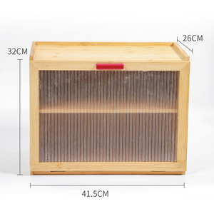 กล่องขนมปังไม้ไผ่สองชั้น บิเชง ขนาด 41.5x32x26 ซม. พร้อมหน้าต่างใสสำหรับจัดเก็บในครัว - Product Image 1