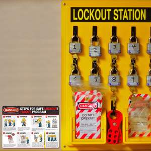 Affiche de sécurité amusante de 18 x 24 pouces sur le thème de la sécurité des systèmes de verrouillage/étiquetage - <span class=keywords><strong>Danger</strong></span> - Étapes du programme de verrouillage/étiquetage sécurisé - Product Image 4
