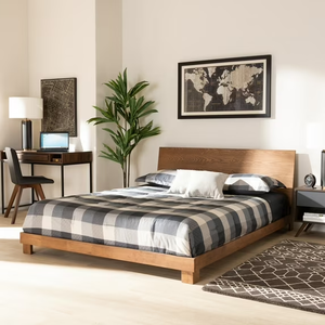 Cadre de lit rembourré de luxe moderne, tailles King et Queen, avec tête de lit moelleuse, lit plateforme, mobilier de chambre contemporain, personnalisable pour hôtels et villas - Product Image 2