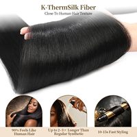 Bozhen 10A Cheveux Lisses 3 Paquets 30 Pouces Noir Naturel Fibre K-ThermSilk Douce au Toucher Tissage de Cheveux à Double Trame à Coudre 1b