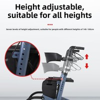 Déambulateur à quatre roues multifonctionnel pour personnes âgées, pliable, avec siège, type poussoir, capacité 200 Jin