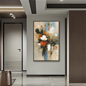 Pintura <span class=keywords><strong>al</strong></span> Óleo Texturizada Pintada a Mano, Arte Abstracto <span class=keywords><strong>de</strong></span> Plantas y Flores, Lienzo Enmarcado, Pintura <span class=keywords><strong>de</strong></span> Alta Gama para Sala <span class=keywords><strong>de</strong></span> Estar, Hotel Comercial - Product Image 3