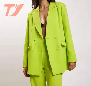 Chaqueta informal de moda para mujer, abrigo elegante con botones, color verde