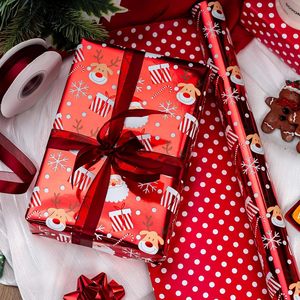 Burymento Christmas <b>Wrapping</b> <b>Paper</b> 17 In X 32.8 Ft Reversible Red Dot Reindeer Santa Design Gift Wrap - Product Image 3