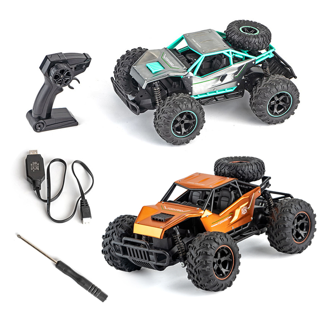 1:14 2.4G RC Car Toys High Speed 18kmh Alloy Frame Racing Vehicle 7.4V 500mAh Battery 50M Control Orange Gray for Kids Gift