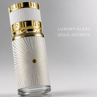 Flacon de parfum vide personnalisé 250 ml, flacon en verre cylindrique blanc avec bouchon à bande dorée, luxe, rechargeable, vente en gros