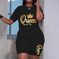 Ensemble décontracté deux pièces pour femme, respirant, avec logo, col rond, manches courtes, en Spandex et Polyester, T-shirt et pantalon imprimés motif 'Love Letter'