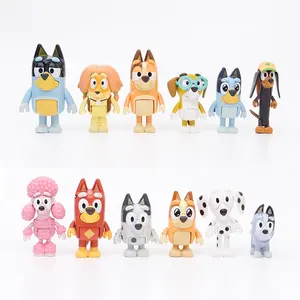 Small Size Action Figures Wholesale 8pcs/set Bingo and Blueys Mini Figure Set With Movable Joints PVC Toys For Kid