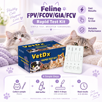 Bandelette de test combinée en une étape pour chats (FPV/FCoV/GIA/FCV) – Diagnostic de Panleucopenie, Coronavirus, Giardia, Calicivirus