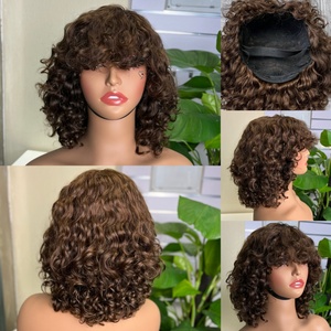 Perruque à franges en cheveux humains vierges à 100 %, 200 grammes, SDD, Water Wave, Super Double Drawn, style bob - Product Image 4